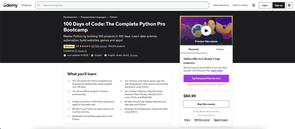 100 Days of Code The Complete Python Pro Bootcamp